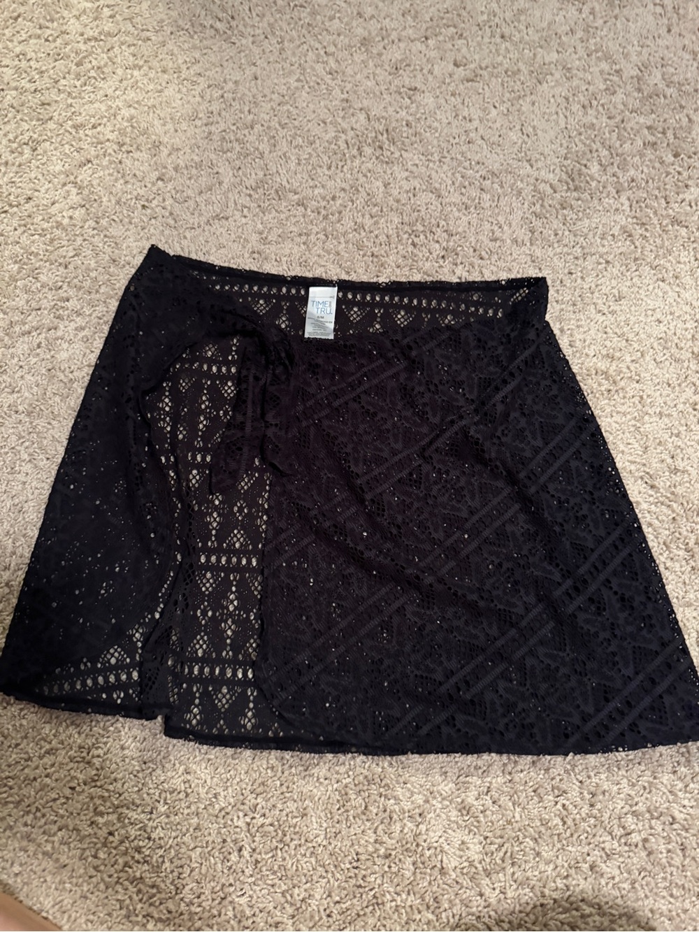 Time and Tru Black Lace Wrap Mini Skirt